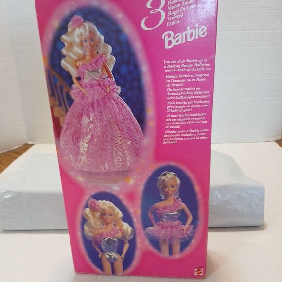 VTG Barbie 3 Looks Barbie, 3 Outfits in One 12339 Mattel 1994 Never Out Of Box - Picture 11 of 16